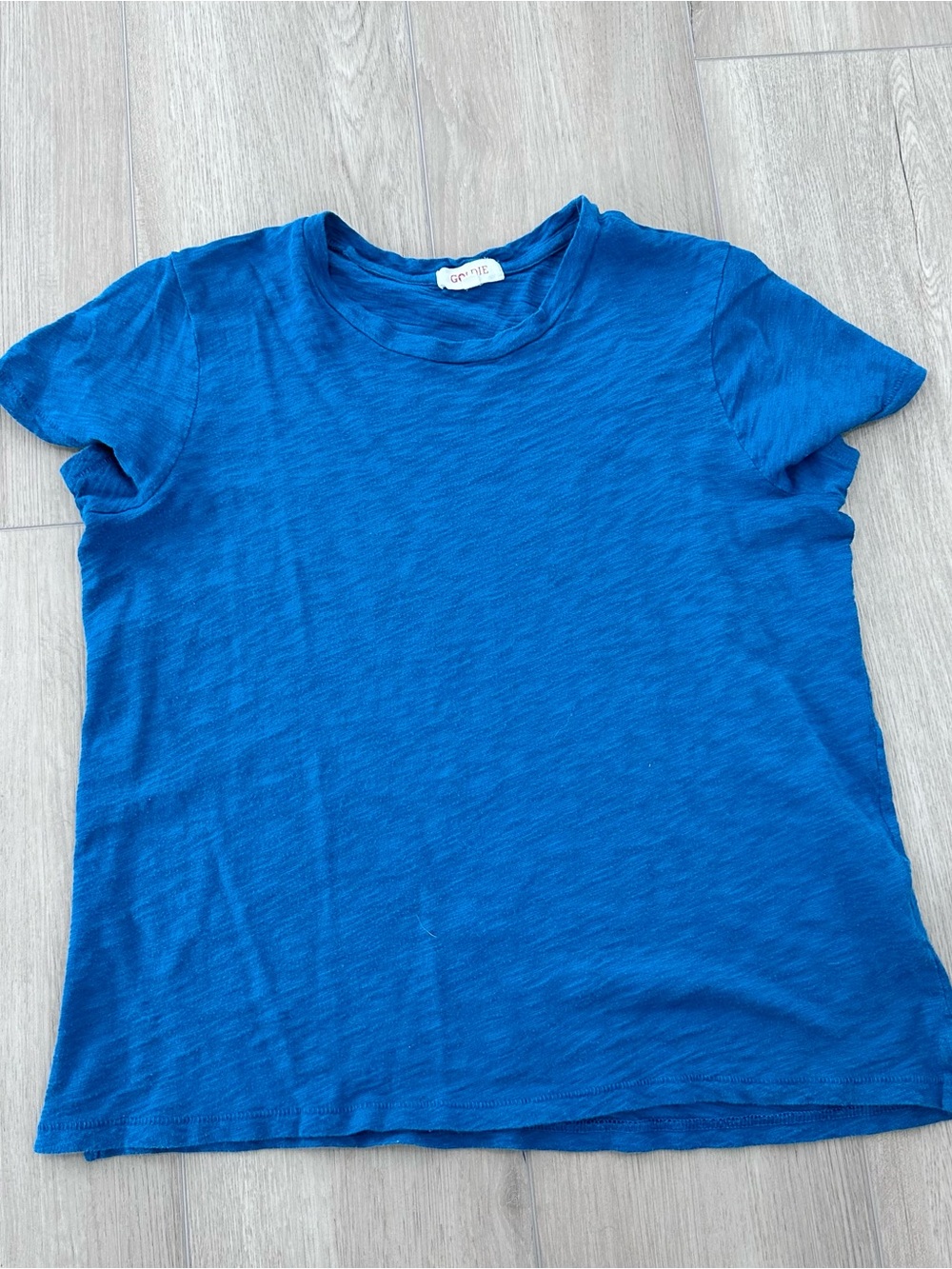 GOLDIE pima cotton crewneck short sleeve T shirt white blue small - Picture 4 of 9